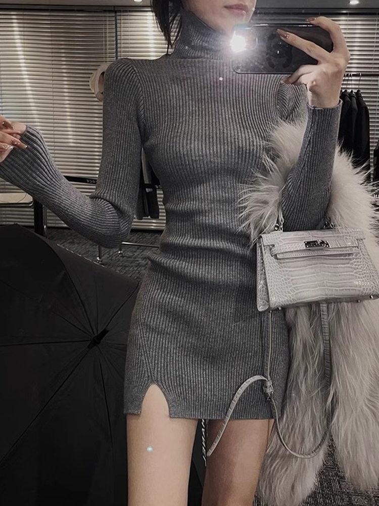 Women Bodycon Mini Knit Dress  - đánh giá và giá Bodycon Long Sleeve Ribbed Dress