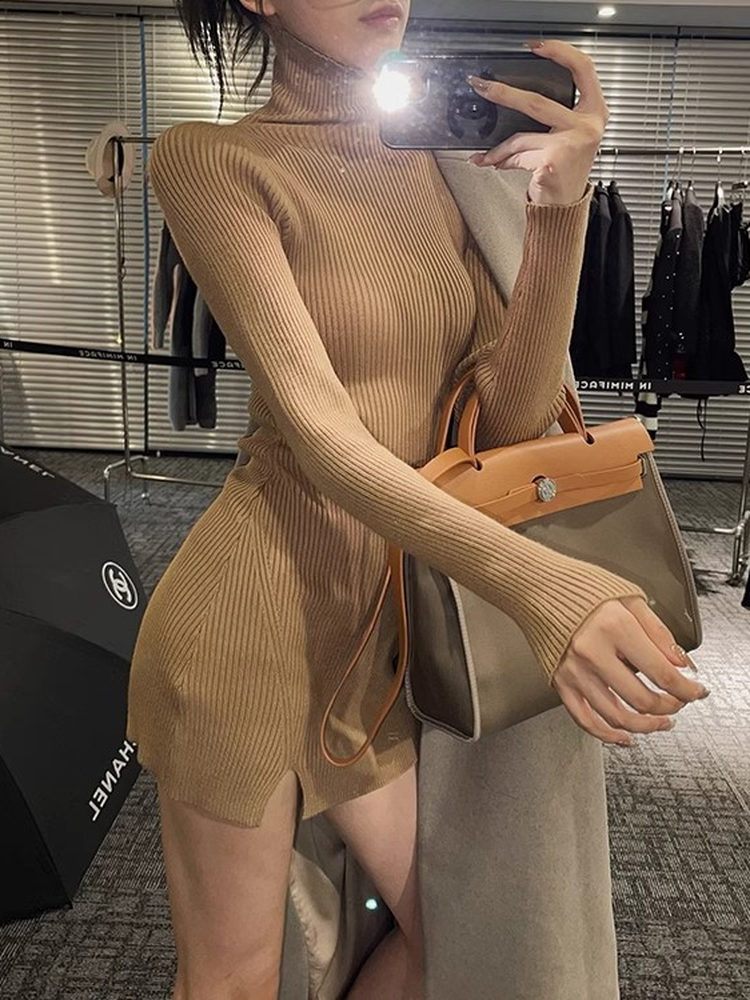 Women Bodycon Mini Knit Dress  - đánh giá và giá Bodycon Long Sleeve Ribbed Dress