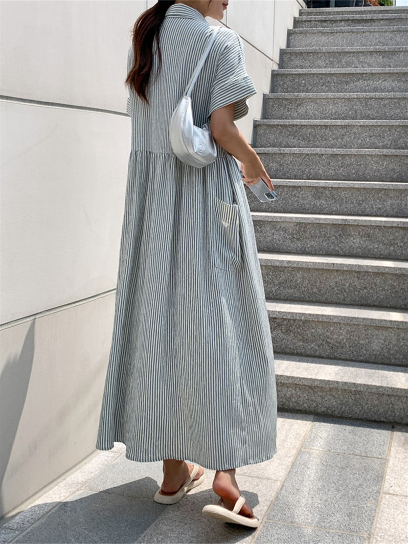 Retro Korean Style Loose Fit S - đánh giá và giá Korean Style A Line Shirt Dress