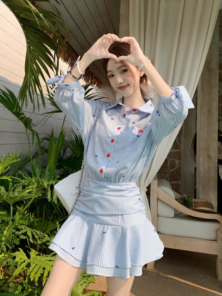 Korean Style Casual Striped Sh - đánh giá và giá Korean Style A Line Shirt Dress