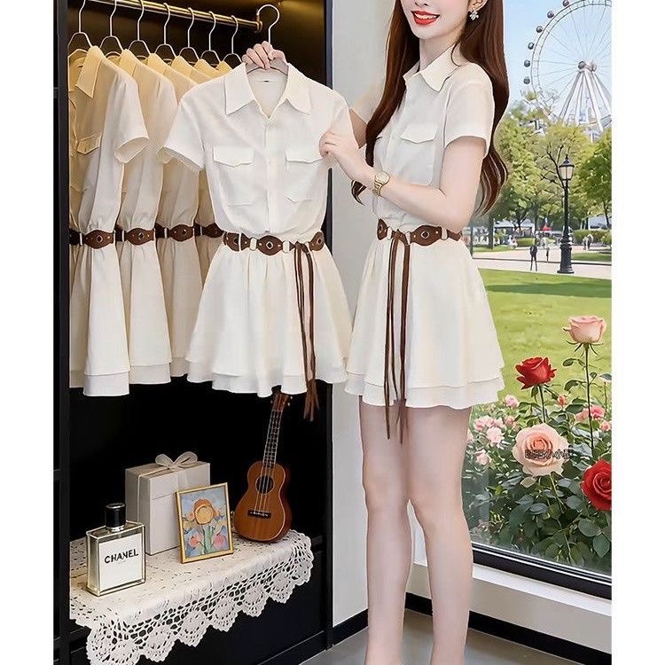 Korean Style Short Sleeve Shir - đánh giá và giá Korean Style A Line Shirt Dress