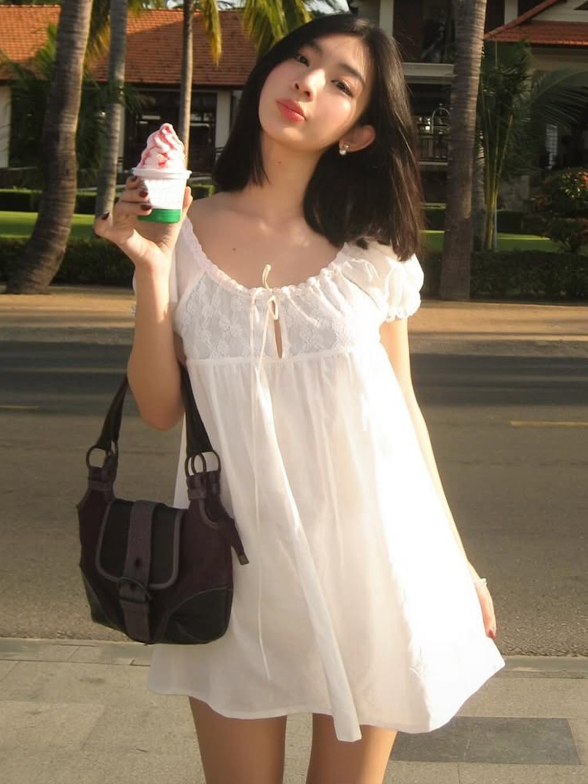 White Off Shoulder Lace Babydo - đánh giá và giá Off Shoulder Puff Sleeve Sundress