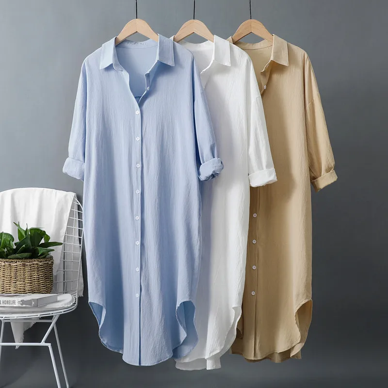 New Cotton and Linen Women's L - đánh giá và giá Casual Loose Linen Shirt Dress