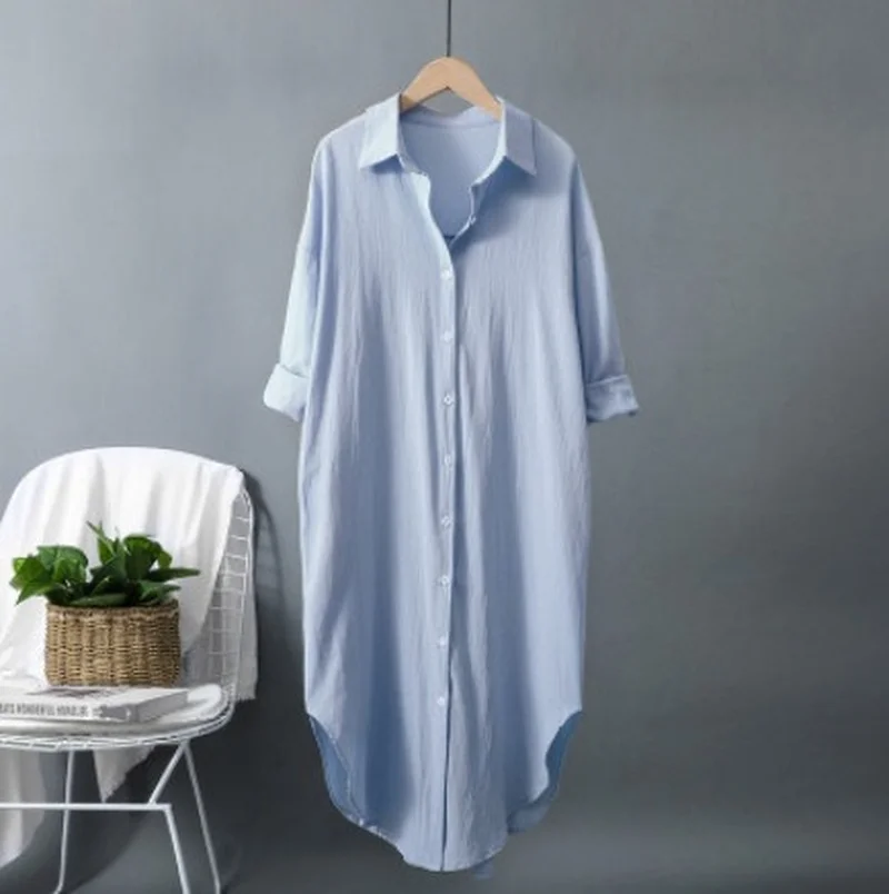 New Cotton and Linen Women's L - đánh giá và giá Casual Loose Linen Shirt Dress