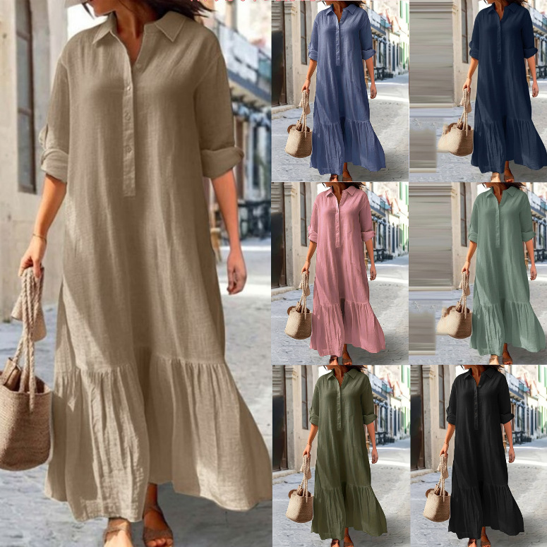 2025 Women's Linen Shirt Dress - đánh giá và giá Casual Loose Linen Shirt Dress