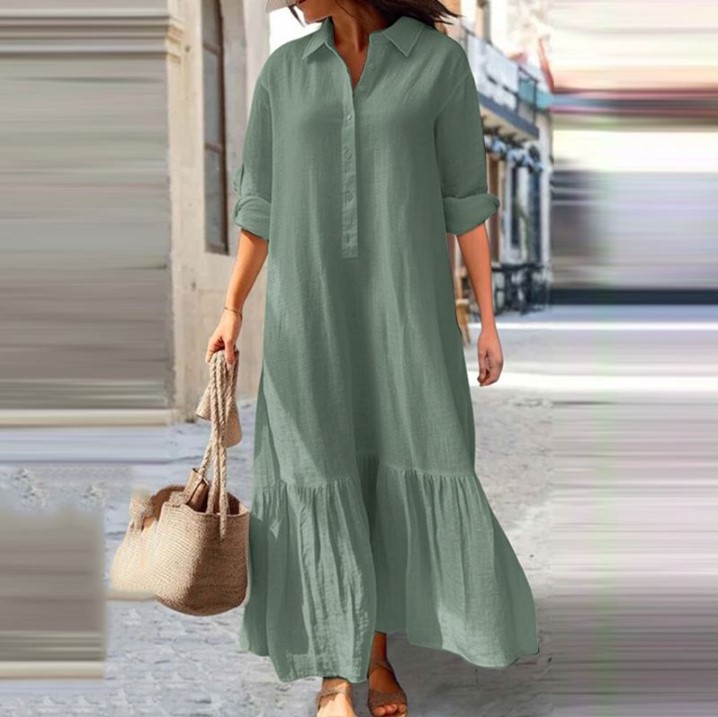 2025 Women's Linen Shirt Dress - đánh giá và giá Casual Loose Linen Shirt Dress