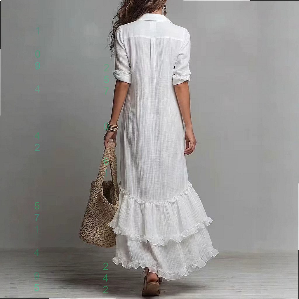 Cross back cotton linen dress  - đánh giá và giá Casual Loose Linen Shirt Dress