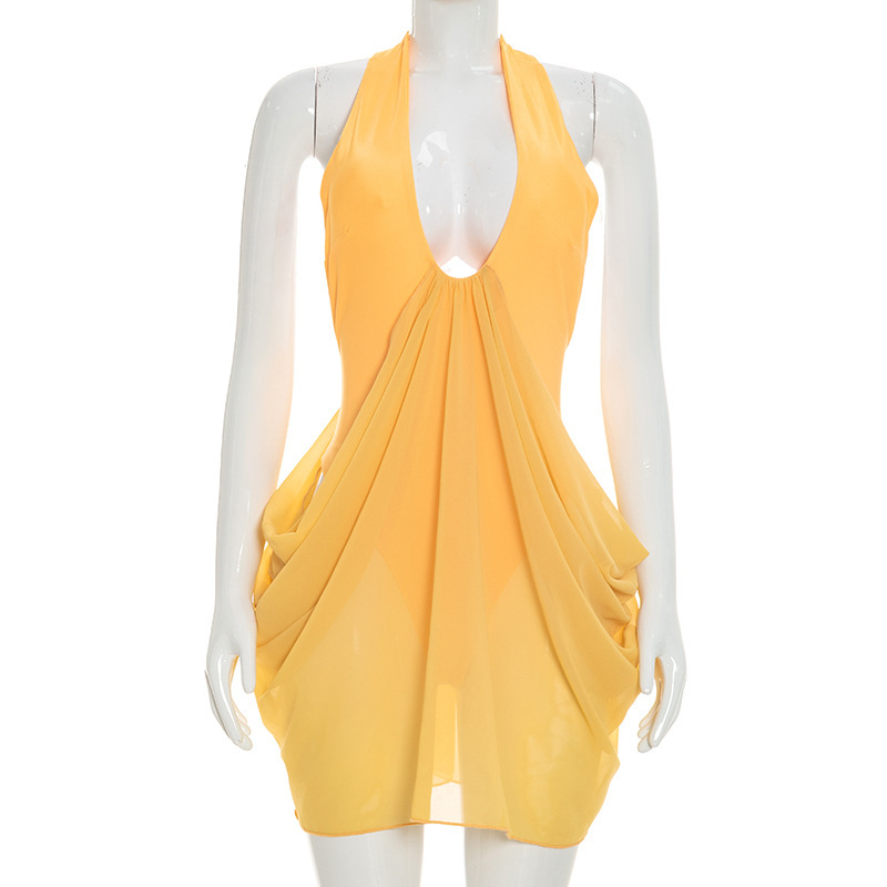 Hollow Sexy Mini Dress Women H - đánh giá và giá Y2K Backless Halter Mini Dress