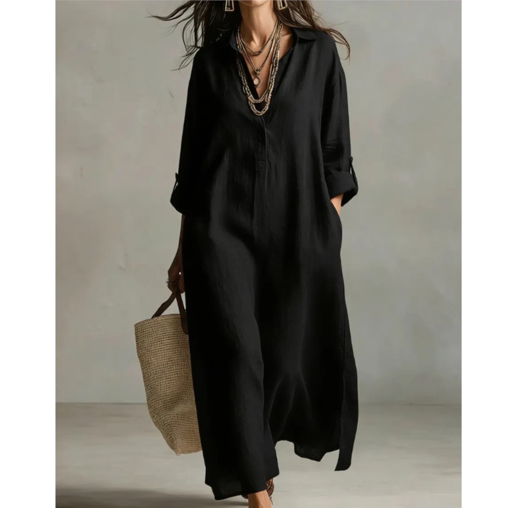 Women Vintage Linen Shirt Dres - đánh giá và giá Casual Loose Linen Shirt Dress