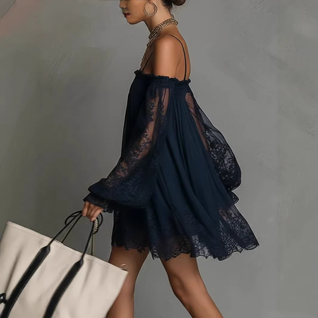 Off Shoulder Lace Mini Dress S - đánh giá và giá Off Shoulder Puff Sleeve Sundress