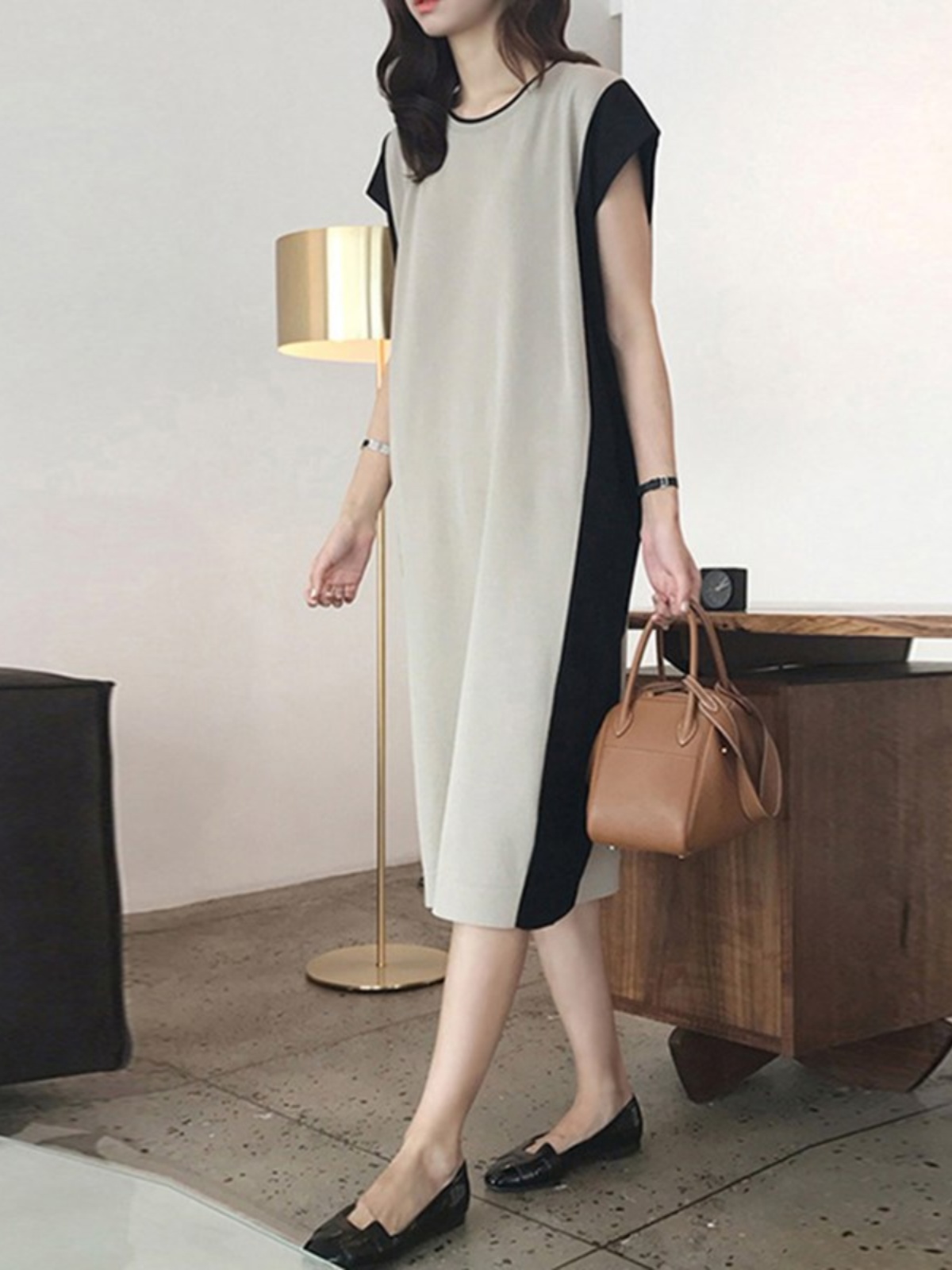 Slimming Effectiveness Mid-Len - đánh giá và giá Korean Style A Line Shirt Dress