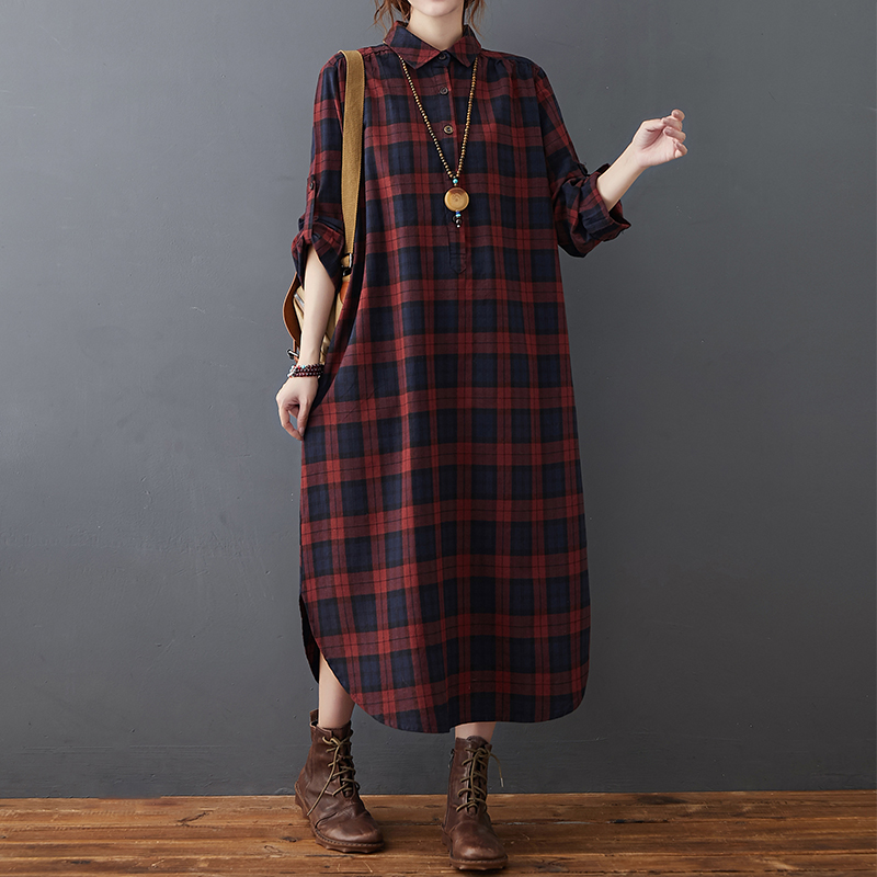 Cotton Linen Dress Women's Aut - đánh giá và giá Casual Loose Linen Shirt Dress