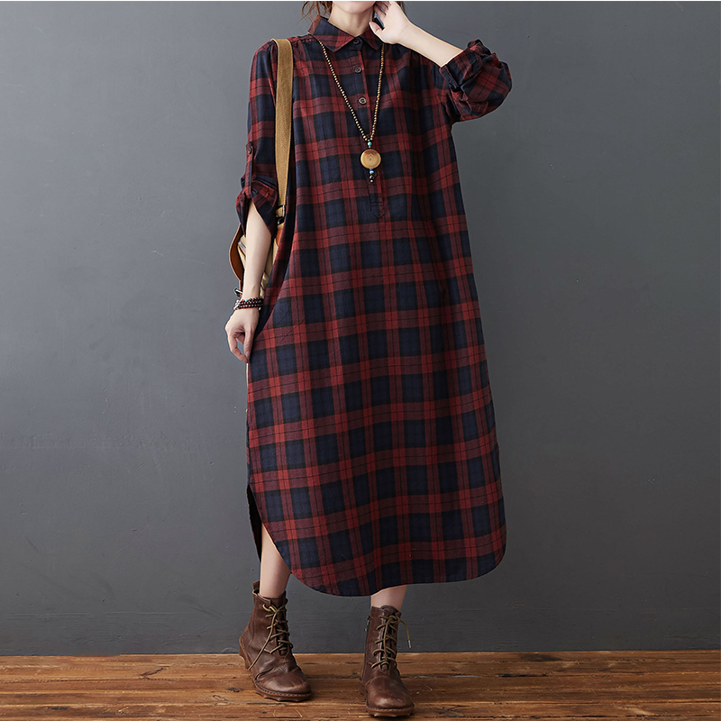 Cotton Linen Dress Women's Aut - đánh giá và giá Casual Loose Linen Shirt Dress
