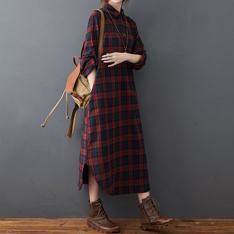 Cotton Linen Dress Women's Aut - đánh giá và giá Casual Loose Linen Shirt Dress