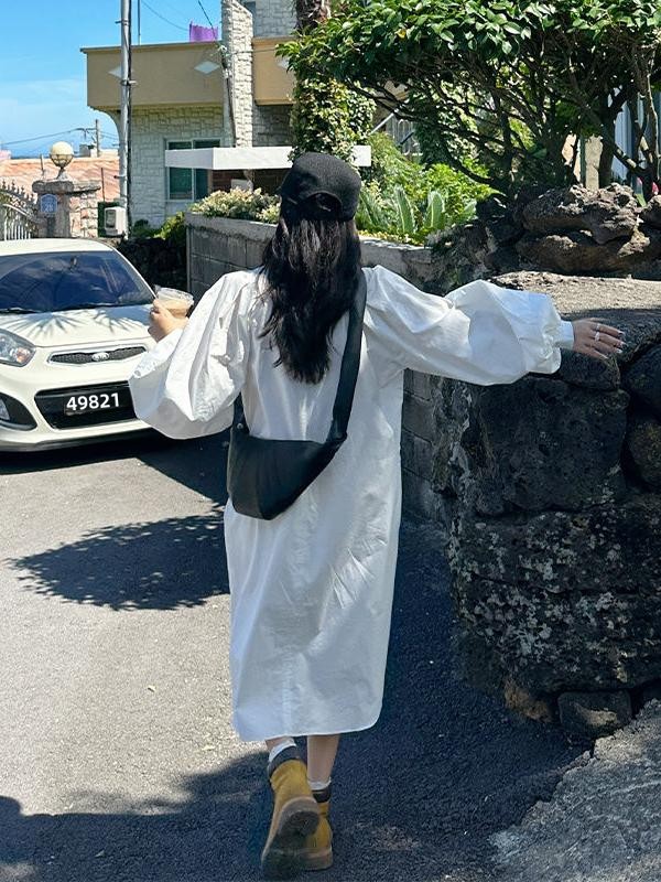 plus Size Women's Long Sleeve  - đánh giá và giá Korean Style A Line Shirt Dress