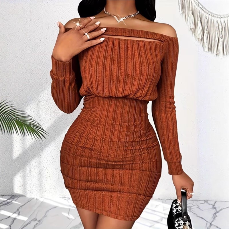 Women's Fashion Dress Spring A - đánh giá và giá Bodycon Long Sleeve Ribbed Dress