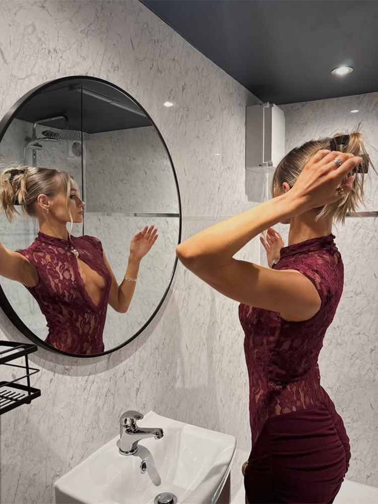 CNYISHE Hollow Out Lace Patchw - đánh giá và giá Sexy Mesh Sheer Bodycon Dress