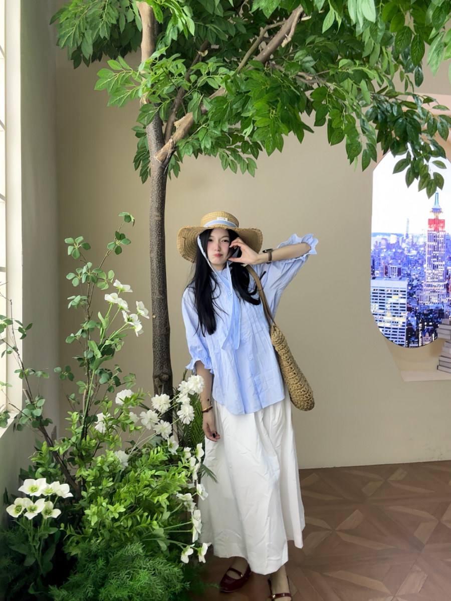 plus Size Women's Blue Bubble  - đánh giá và giá Korean Style A Line Shirt Dress