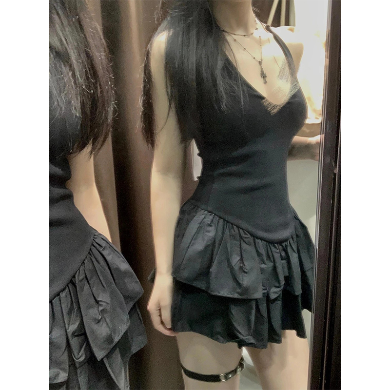 MEXZT Y2K Black Mini Dress Wom - đánh giá và giá Y2K Backless Halter Mini Dress