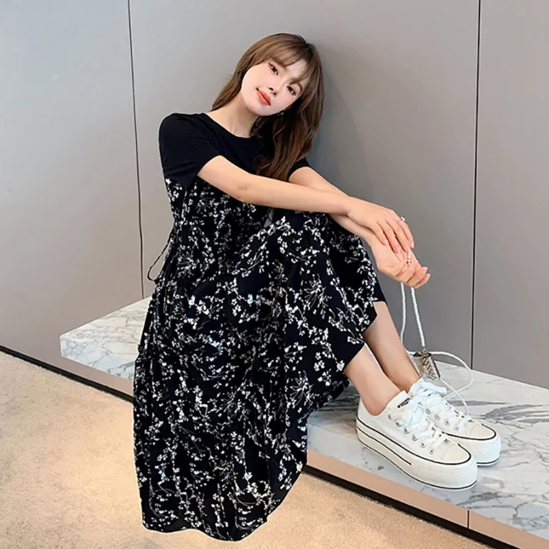 Women's T-shirt Fake two Pcs K - đánh giá và giá Korean Style A Line Shirt Dress