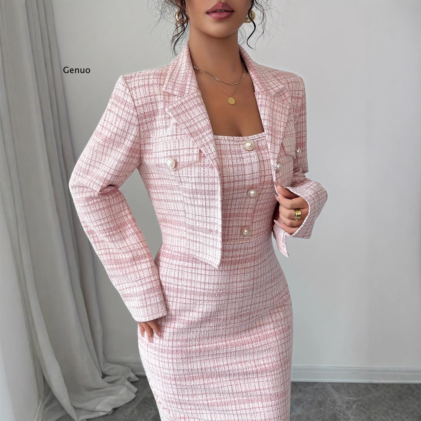 2026 New Women Elegant Tweed T - đánh giá và giá Tweed Two Piece Blazer Dress