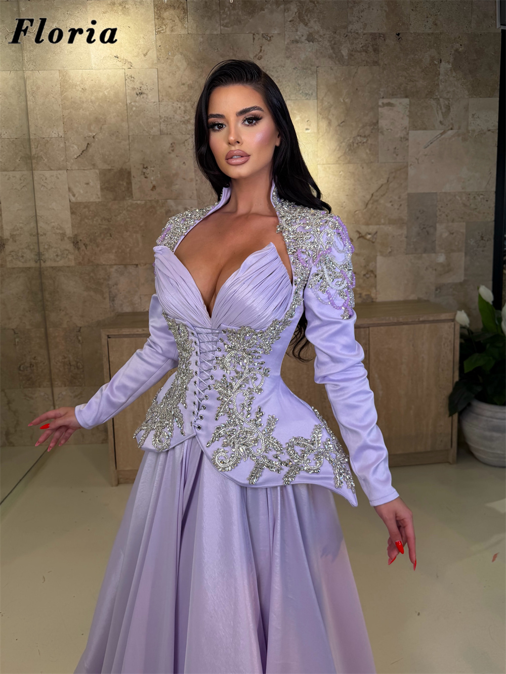 Lilac Elegant Three Pieces Bea - đánh giá và giá Elegant Satin Evening Gown Split