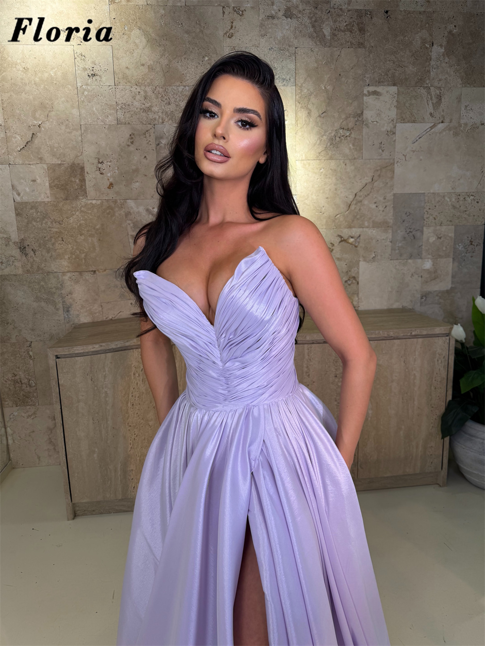 Lilac Elegant Three Pieces Bea - đánh giá và giá Elegant Satin Evening Gown Split