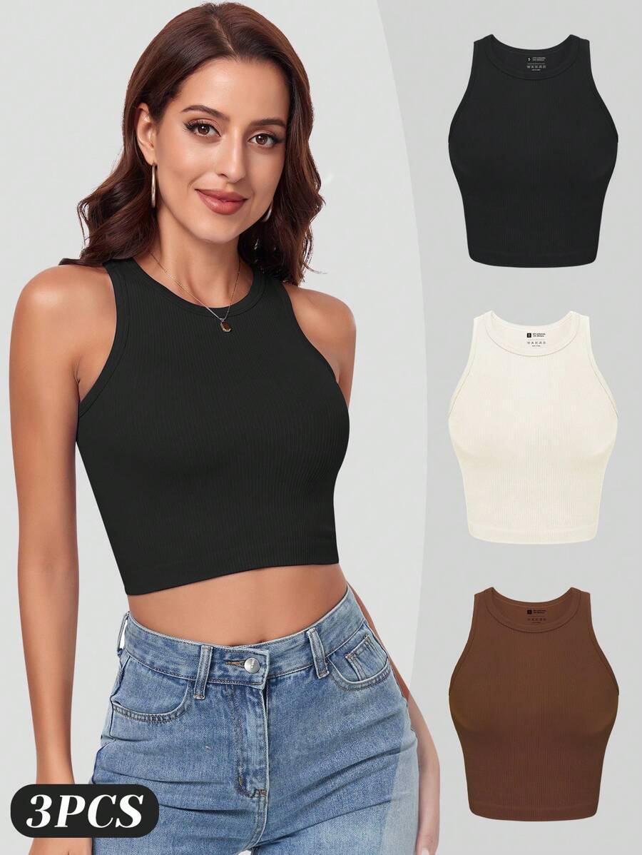 VVX Womens 3 Pack Crop Tank To - đánh giá và giá Seamless Ribbed Workout Tank Top
