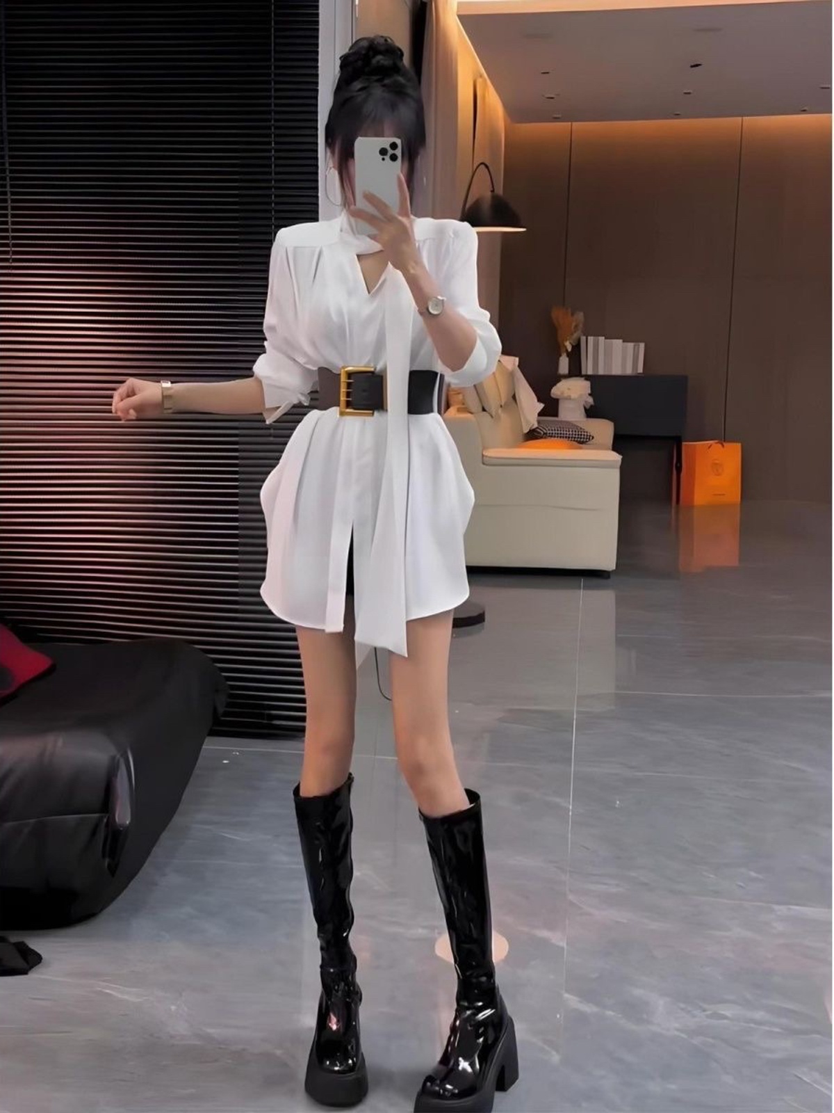 White Silk Shirt Dress Women's - đánh giá và giá Korean Style A Line Shirt Dress