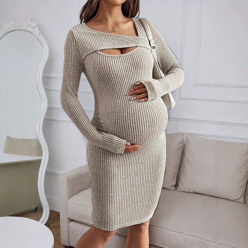 Maternity Clothes Long-sleeved - đánh giá và giá Bodycon Long Sleeve Ribbed Dress