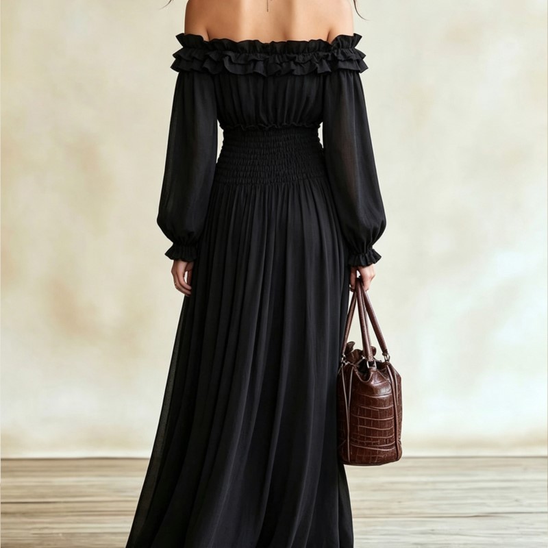 Women Off‑Shoulder Ruffle Maxi - đánh giá và giá Off Shoulder Puff Sleeve Sundress