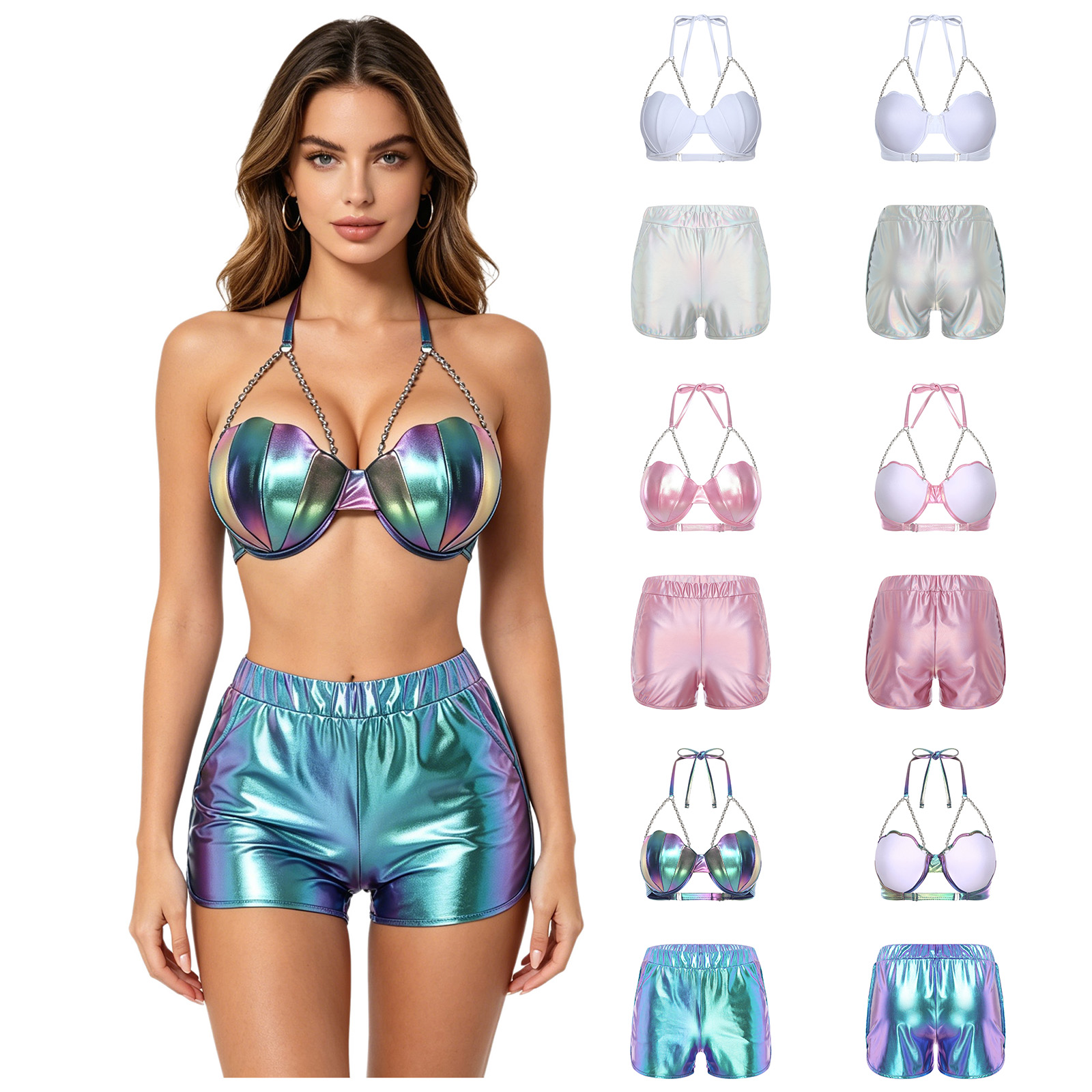 Women Metallic Shiny Swimwear  - đánh giá và giá Tops