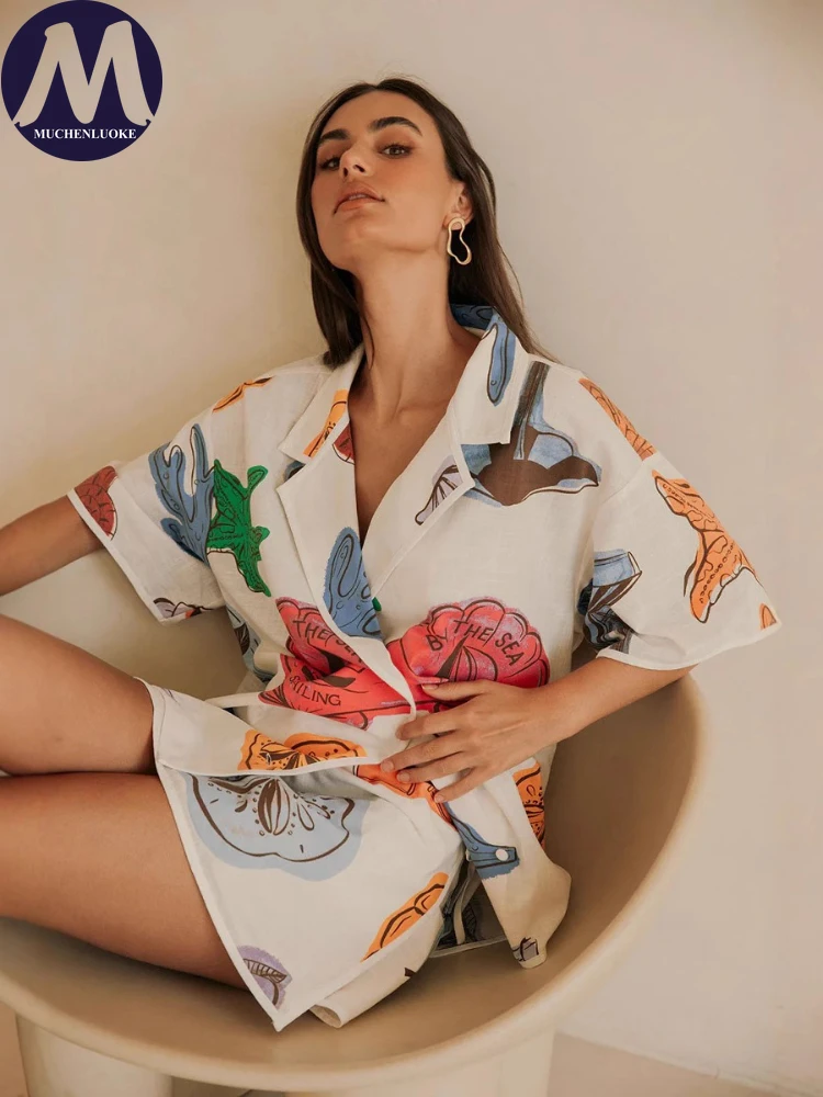 Summer Two Piece Outfits for W - đánh giá và giá Casual Loose Linen Shirt Dress