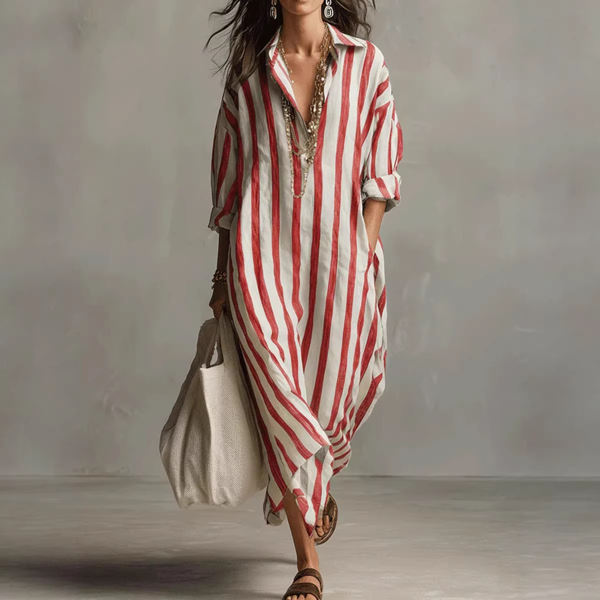 Summer Elegant Turn Down Colla - đánh giá và giá Casual Loose Linen Shirt Dress