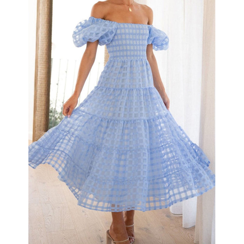 Elegant Off Shoulder Women's S - đánh giá và giá Off Shoulder Puff Sleeve Sundress