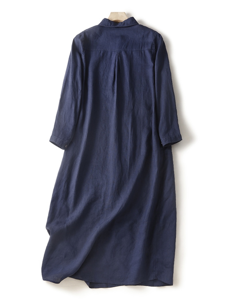 Linen Cotton Blend Long Sleeve - đánh giá và giá Casual Loose Linen Shirt Dress