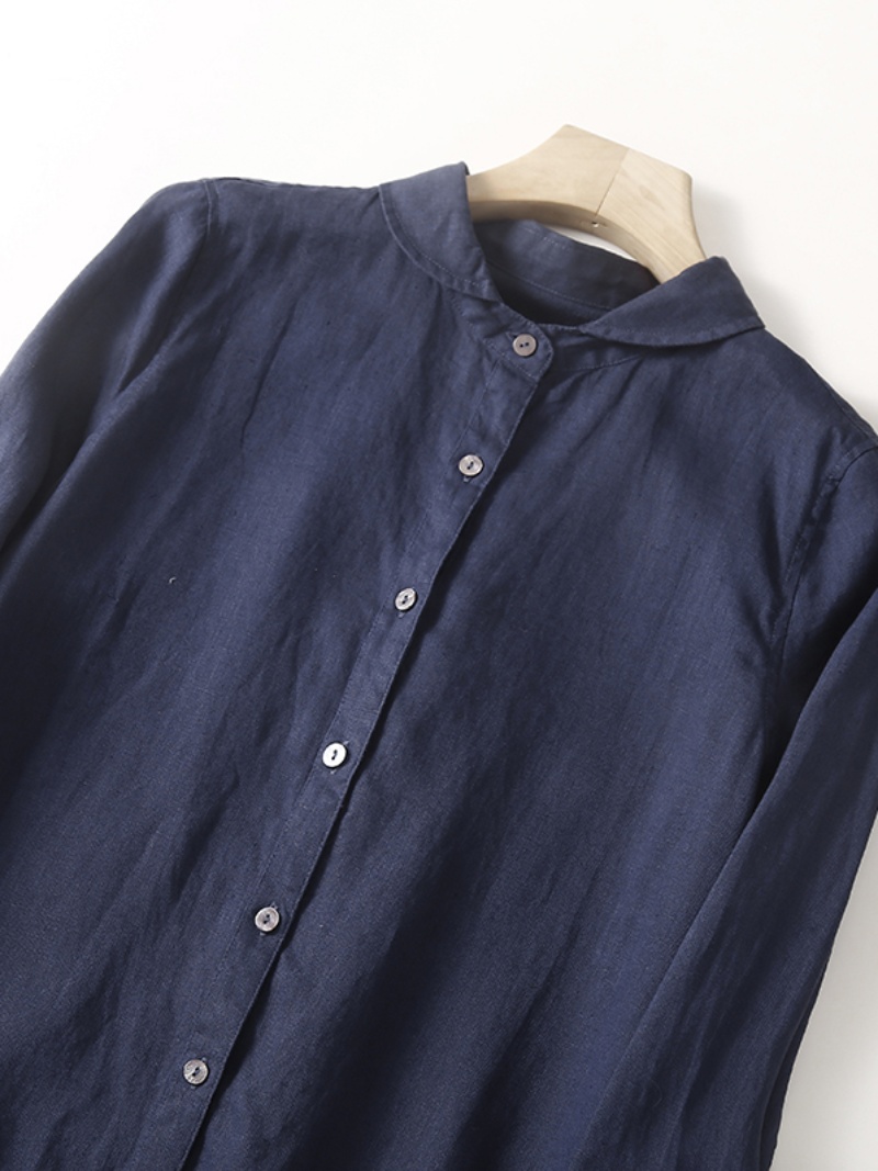 Linen Cotton Blend Long Sleeve - đánh giá và giá Casual Loose Linen Shirt Dress