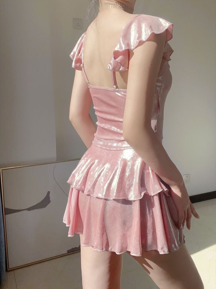 Flattering Shiny Pink Swimwear - đánh giá và giá Skirts