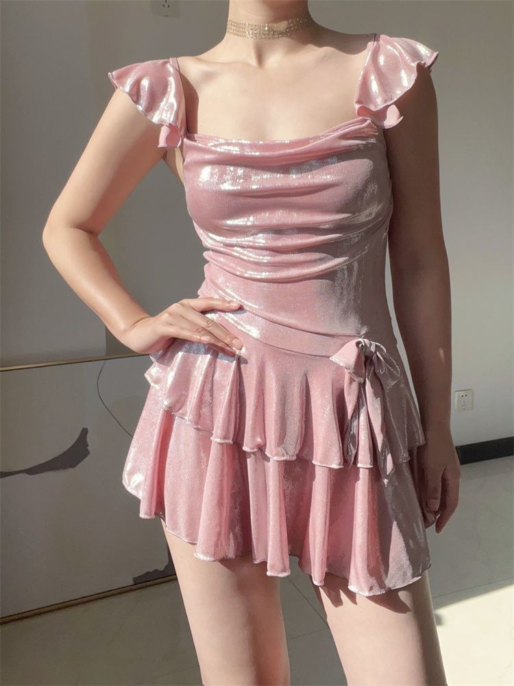 Flattering Shiny Pink Swimwear - đánh giá và giá Skirts